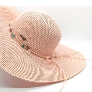 New Soft Pink Women's Lucky Seven Wide Brim Charm PIP Floppy Hat